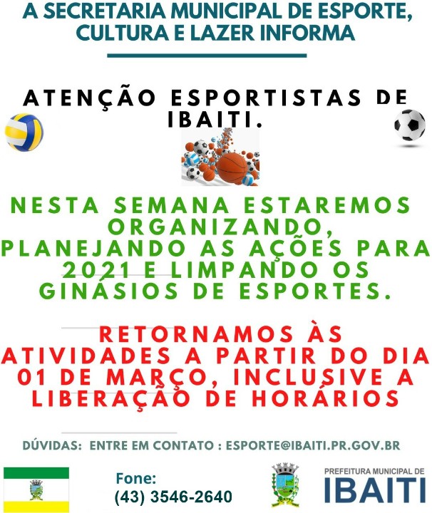 Aviso aos Esportistas de Ibaiti