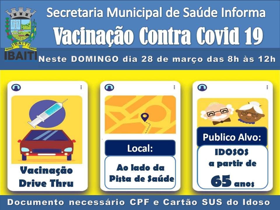 ATENÇÃO - Idosos acima de 65 anos - Vacinação contra a covid-19