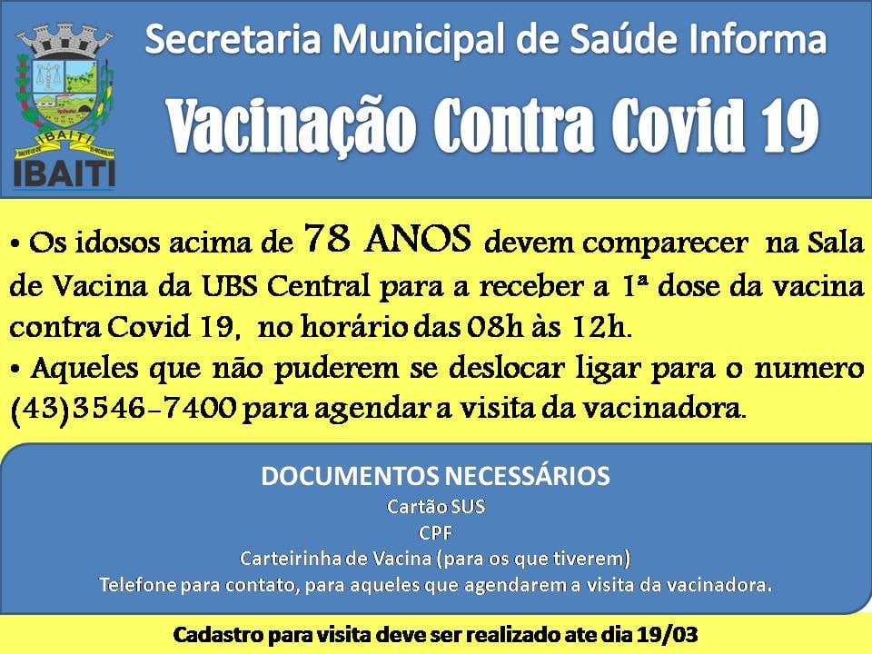 Vacinação contra Covid-19/idosos acima de 78 anos