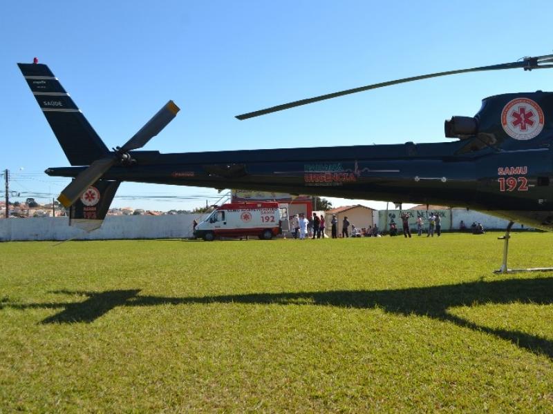 Secretaria de Saúde de Ibaiti e SAMU transferem criança de dois anos de helicóptero do Hospital Municipal para o HU em Londrina